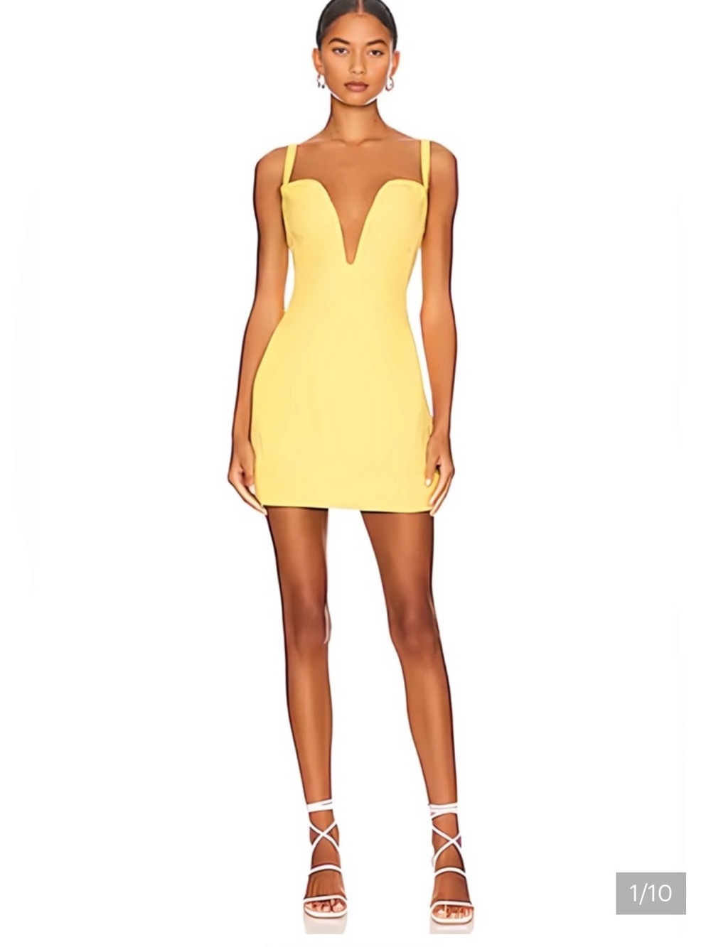 Atoir Yellow Plunge V-Neck Bodycon Mini Dress